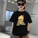 Skater Cool Deftones Skull Multicolor Kids Drop Shoulder Graphic Tee